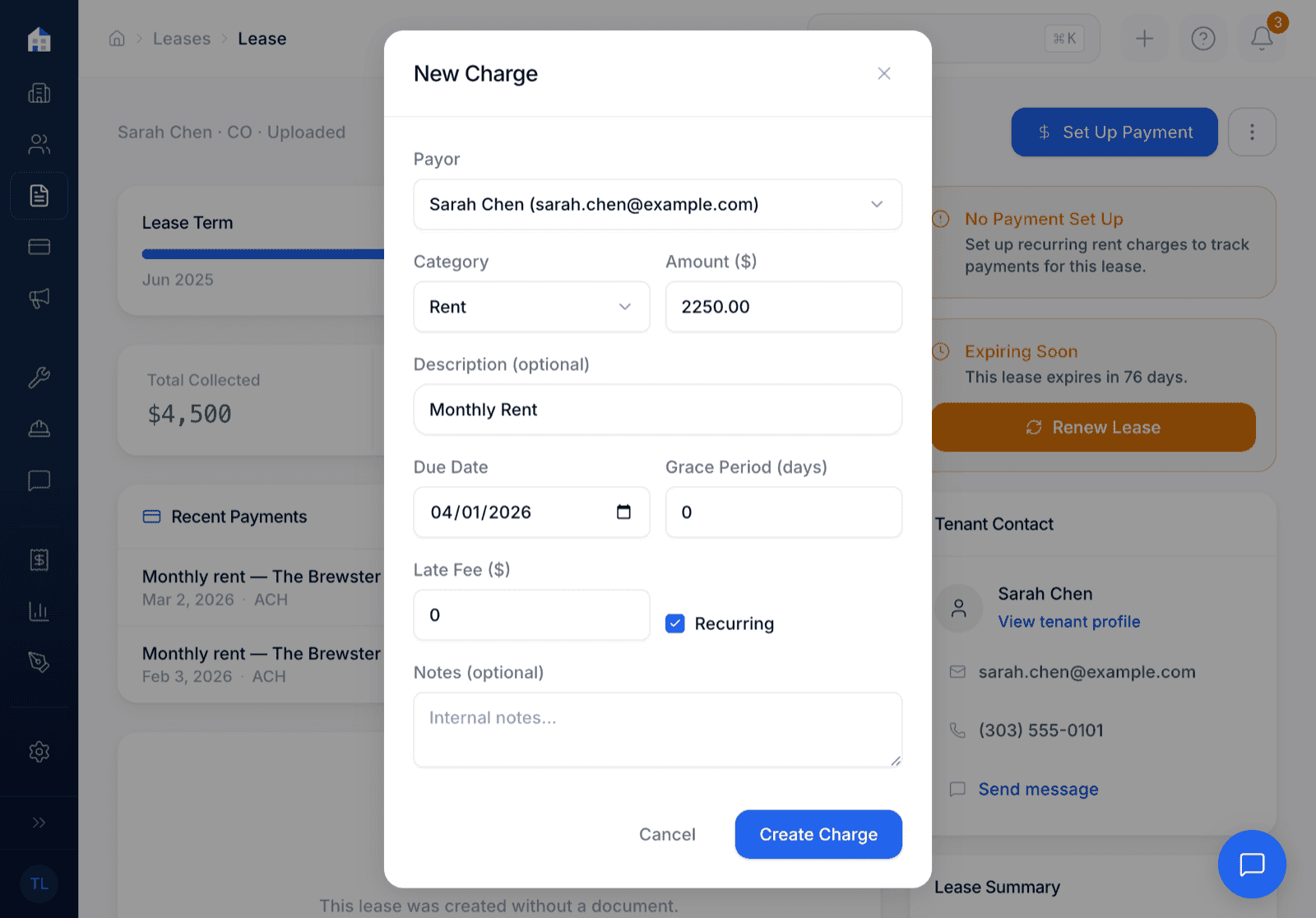 Domara rent collection with payment status